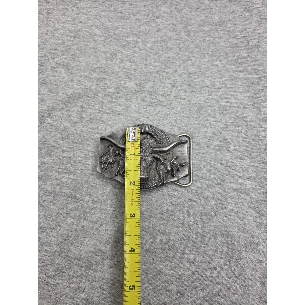 1988 Siskiyou Heavy Pewter Longhorn Steer Rodeo Belt Buckle USA